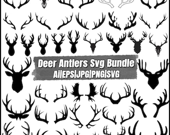 Deer Antlers SVG Bundle, Deer Antlers PNG Bundle,Deer Antlers Clipart,Wild Deer Svg,Instant Download.