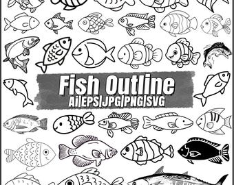 Fish SVG Bundle, Fish PNG Bundle, Fish Clipart, Fish SVG Cut Files for Cricut,Tropical Fish Svg ,Bass Svg,Fish Design Svg,Instant Download.