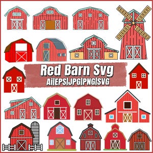 Barn SVG Bundle, Farmhouse SVG, Rustic Barn Silo SVG, Farm Windmill Cut File, Barn Svg, Barn Silhouette, Instant Download