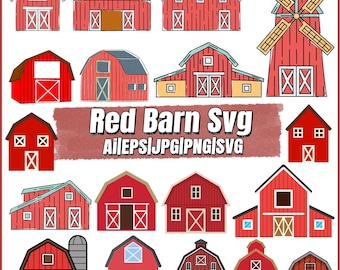 Barn SVG Bundle, Farmhouse SVG, Rustic Barn Silo SVG, Farm Windmill Cut File, Barn Svg, Barn Silhouette, Instant Download