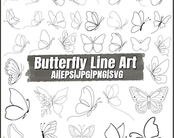 Butterfly SVG PNG, Simple Butterfly Outline,Line Art Butterfly SVG Bundle, Butterfly With Hand, Flower Clipart,Butterfly svg Bundle,Ai,Eps