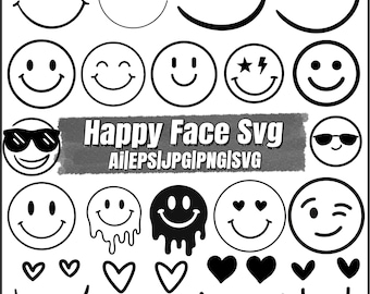 Smiley Face SVG Clipart, Smiley Face SVG Clipart, Grunge Smile Svg, Dripping Face Svg, Graffiti Svg, Street Art Svg, Urban Face Svg