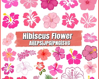Hibiscus Svg Bundle, Tropical Flower Svg, Hawaiian Hibiscus Svg,Flower svg,Monstera Leaf Svg,Flower Clipart, Leaves Svg