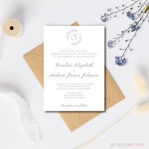 Invito formale per matrimonio con carta intestata / Scheda con dettagli inclusa / Invito per matrimonio 5" x 7" / Modello Canva personalizzabile