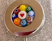 Pill box, PILL CASE, Pillbox, Colorful Murano Millefiore Glass Flowers Handmade, Perfect for Weekend Away