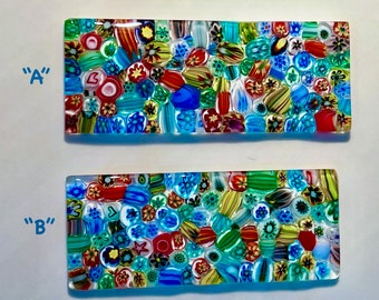 COE 96 Murrini, Fused Glass PART SHEETS, Rainbow of Bright Colors, 2 Layers of Tack Fused Fusible Glass