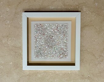 Glass Cloud with Dichroic Sparkle, Framed Fused Glass Art, Handmade, Ready to Hang, Great Gift