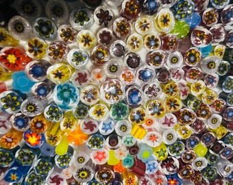 Murrini Millefiore Glass Slices, COE 96 Rainbow Assortment, Lampworking Fusing Mosaic Supplies