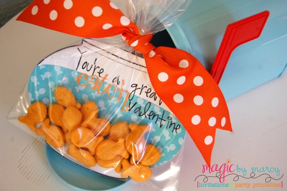 INSTANT DOWNLOAD Printable Great Catch "Goldfish" Valentines for Valentines Day Il_570xn