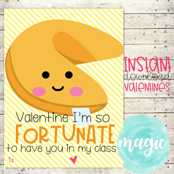 INSTANT DOWNLOAD Stuck on you fortune cookies Printable Valentine for Valentines Day Il_570xn