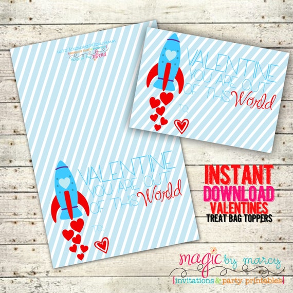 INSTANT DOWNLOAD Printable Out of this world! Valentines for Valentines Day perfect for school or Valentine's Day Parties Il_570xn