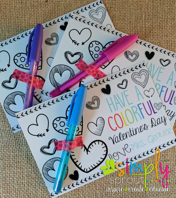INSTANT DOWNLOAD Colorful Printable Valentine for Valentines Day Il_570xn