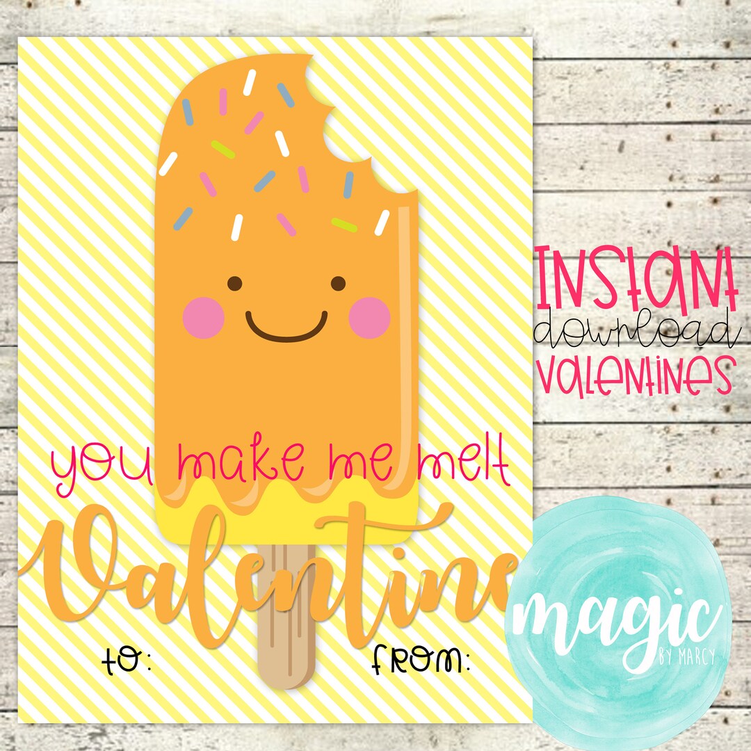 INSTANT DOWNLOAD Stuck on You Popsicle Printable Valentine for Etsy