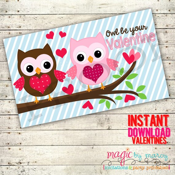 INSTANT DOWNLOAD DIY Owl be your Valentine 3x5 Printable Il_570xn