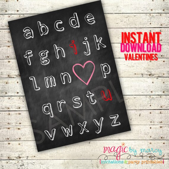 INSTANT DOWNLOAD Printable Alphabet I Love you! Valentines for Valentines Day Il_570xn