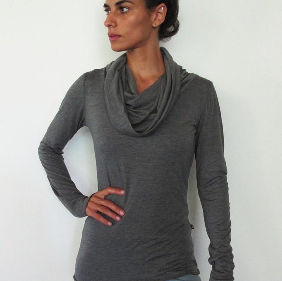 Cowl Neck Longsleeve Top Hooded Top Yoga Top Dance Wear - Etsy