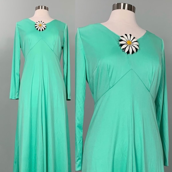 Mint Green A-line Formal Maxi Dress - Size 6/8 - 70s Mint Green Bridesmaid Maxi - Boho Spring Formal