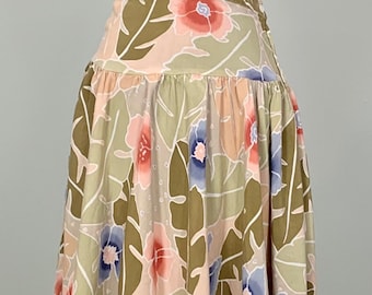 Peach Floral Mini Skirt - Size 2/4 - Vintage 90s Peach Multicolor Floral Skirt by Tomboy