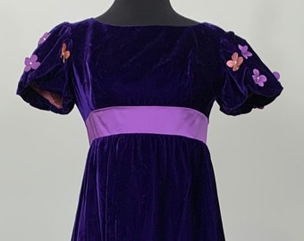 1960s Purple Velvet Gown by Emma Bomb - Size 00/0