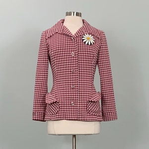 Red and White Gingham Jacket - Size 6/8 - 70s Red and White Gingham Blazer