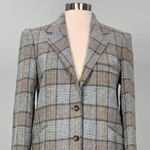 Blue and Brown Plaid Blazer - Size 6/8 - 70s Classic Blue and Beige Plaid Blazer