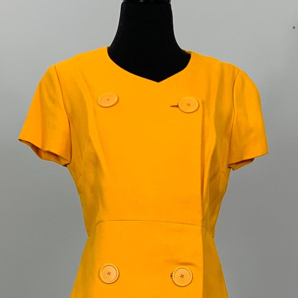 Marigold Dress by Leslie Fay - Size 6/8 - 60s Mod Golden Yellow Dress - Leslie Fay Original