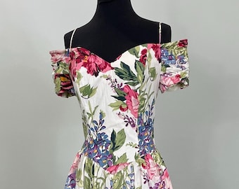 1990s Floral Garden Dress by Moda Int'l - Size 6/8