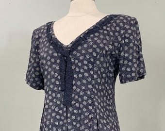 Navy Blue Floral Palazzo Jumpsuit by Expo - Size 10/12