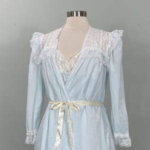 Christian Dior Light Blue White Lace Nightgown and Robe 2-piece