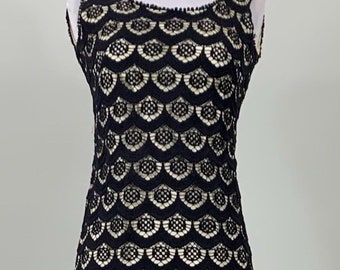 1960s Black Lace Cocktail Dress - Petite Size 00/0
