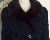 1960s Persian Lamb Coat - Black Persian Wool Luxurious Mink Collar Short Coat - Hollywood Regency Glam - Mary Mihalik 39 s Swing Coat - 40 Bust
