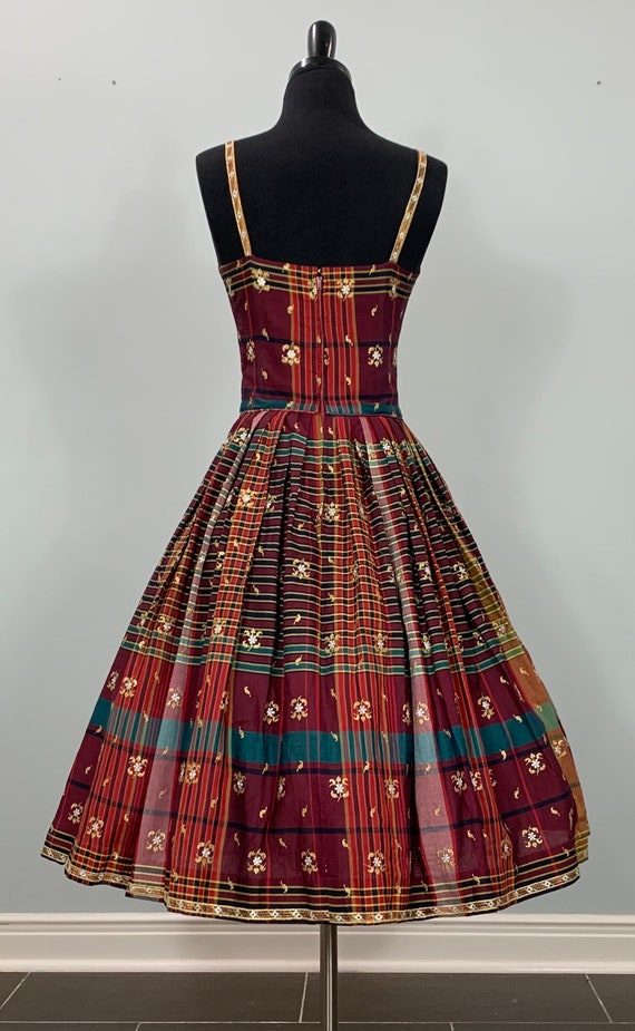 1950s Red and Green Plaid  Fit and Flare Dress by… - image 8