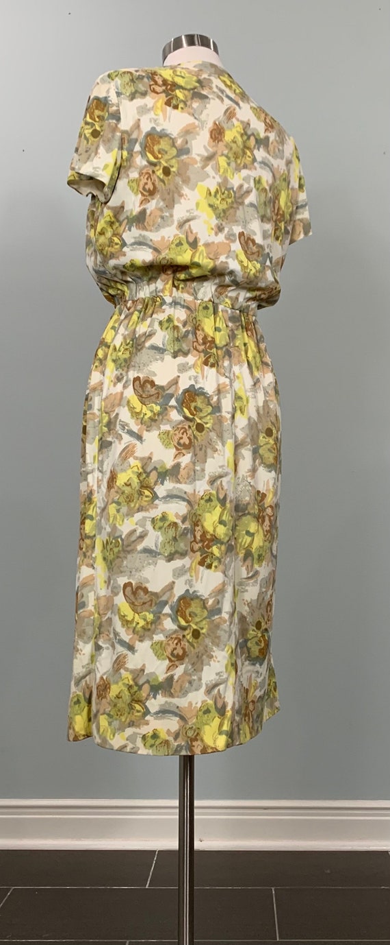 Beige and Yellow Floral Secretary Dress by Sacony… - image 5