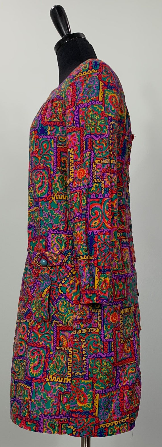 Multicolor Paisley and Floral Mod Shirtdress - Si… - image 4