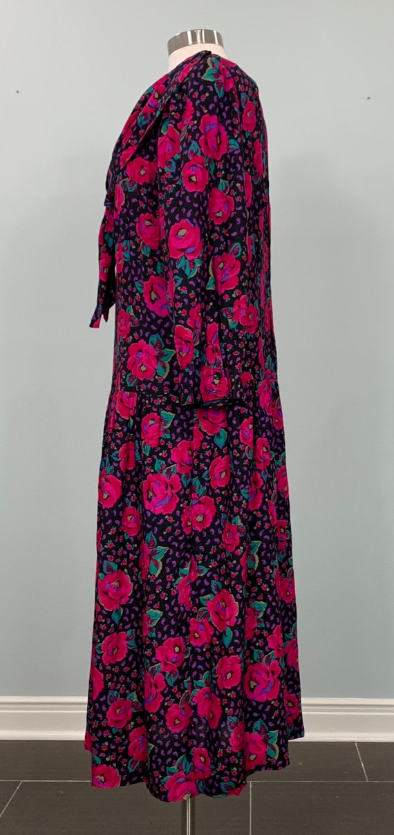 Black and Hot Pink Drop Waist Floral Dress by Lan… - image 5