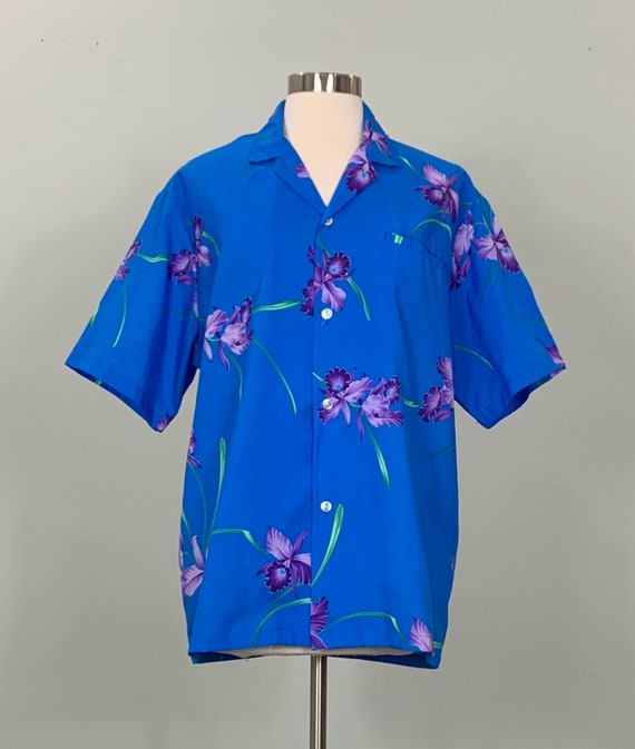 Turquoise Blue and Purple Hawaiian Shirt by Casual