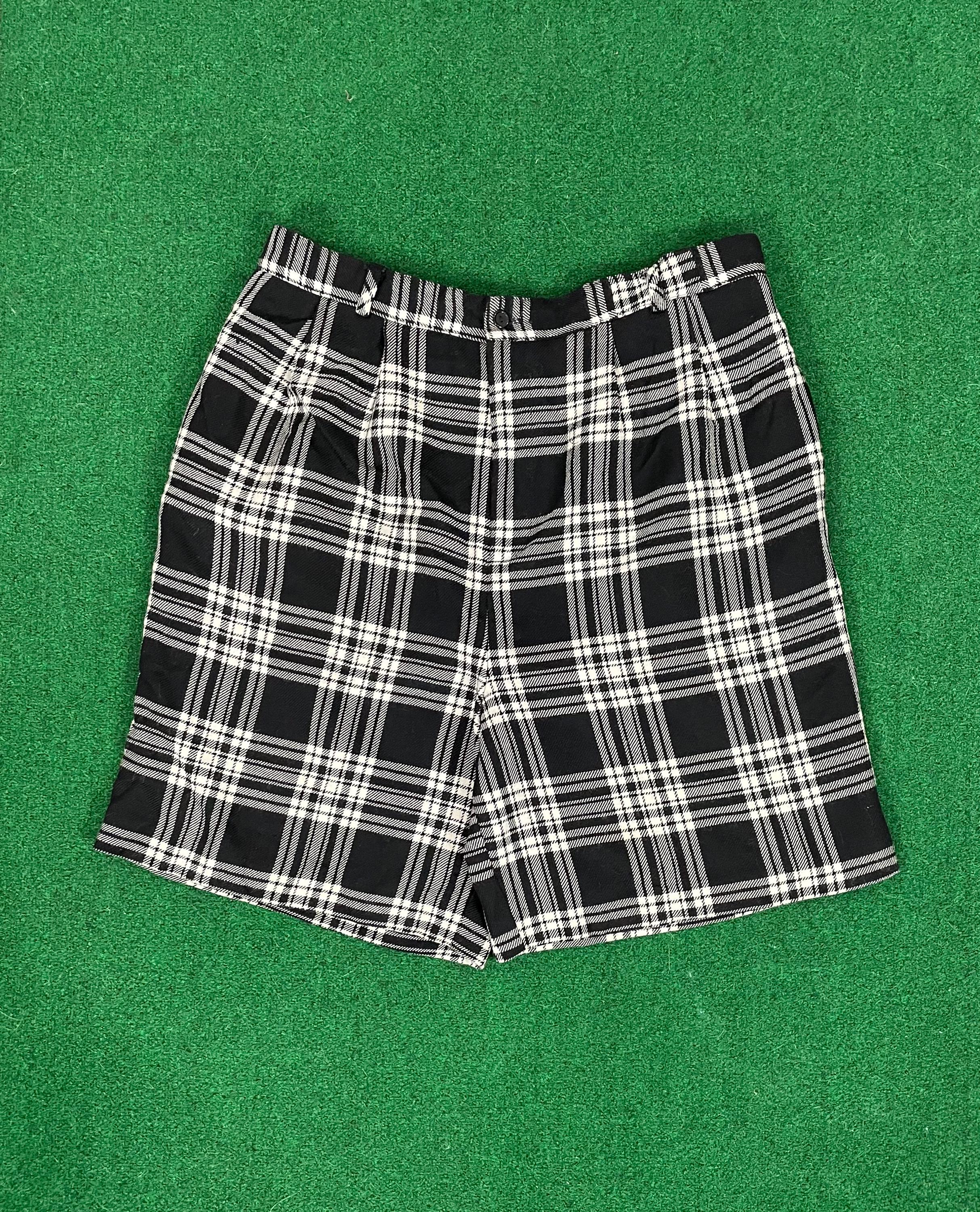 Black and White High Waisted Pleated Plaid Shorts - Size 12/14 - Etsy