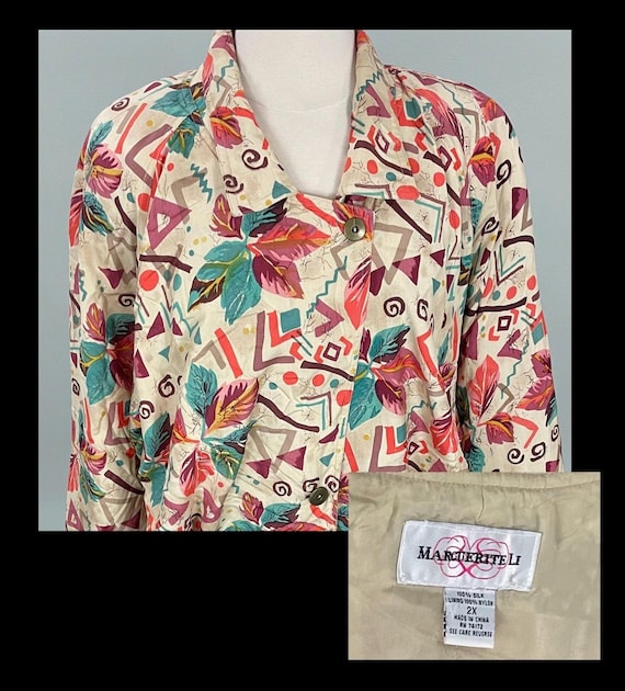 Silk Fall Foliage Abstract Drawstring Windbreaker… - image 10