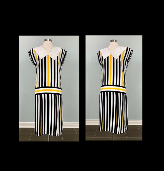 White and Black Stripe Drop Waist Dress by Maggy … - image 10