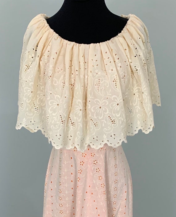 Beige and Orange Embroidered Eyelet A-Line Maxi -… - image 9