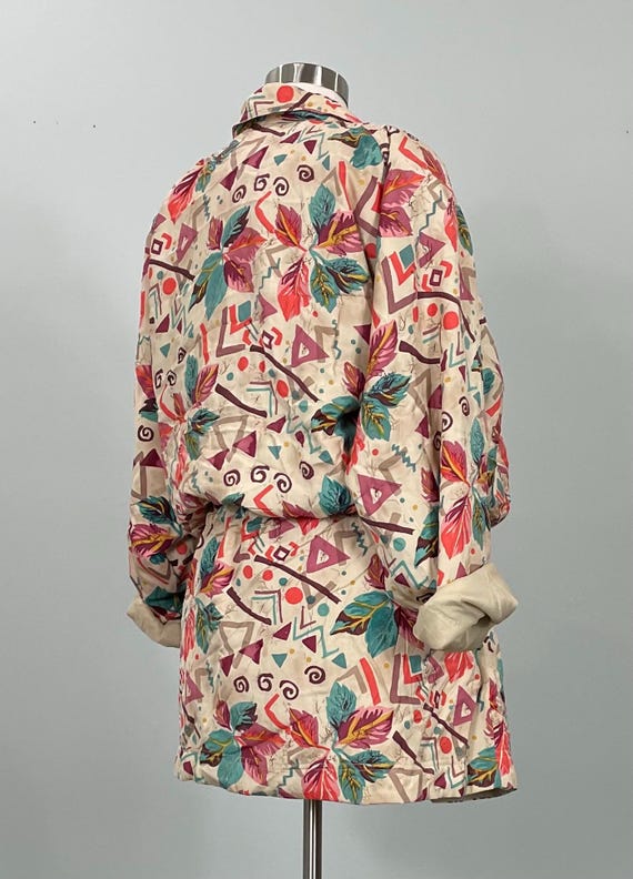 Silk Fall Foliage Abstract Drawstring Windbreaker… - image 9