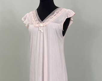 1960s Philmaid Pink Cap Sleeve Nightgown - Size 6/8
