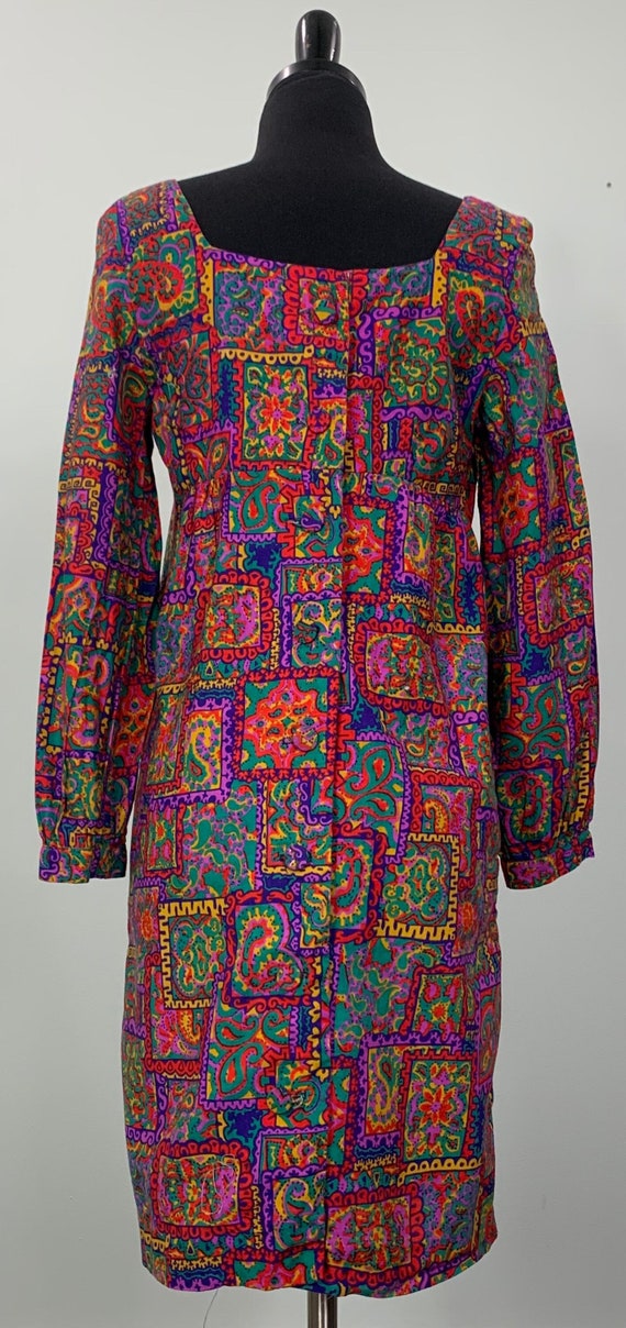 Multicolor Paisley and Floral Mod Shirtdress - Siz
