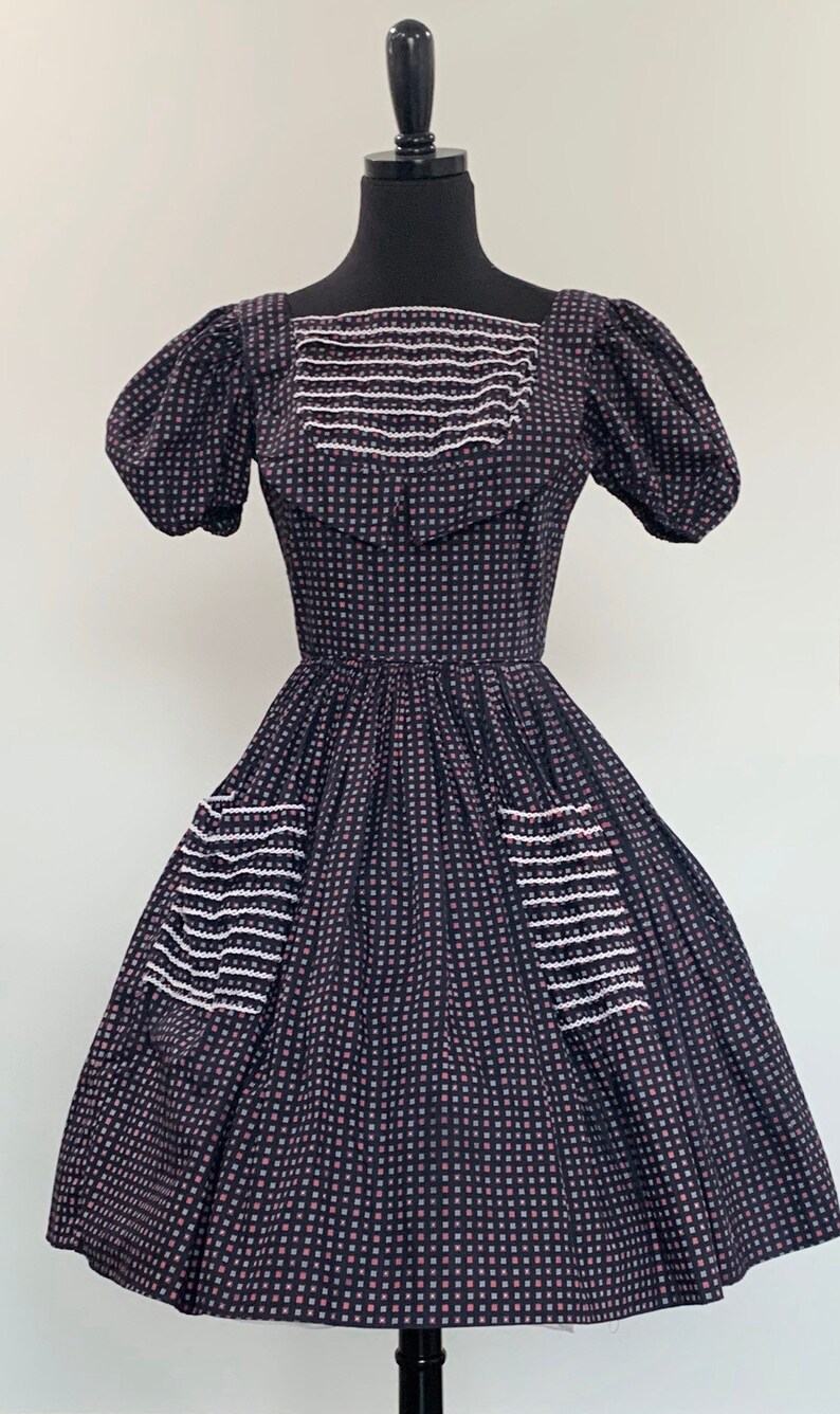 navy rockabilly dress