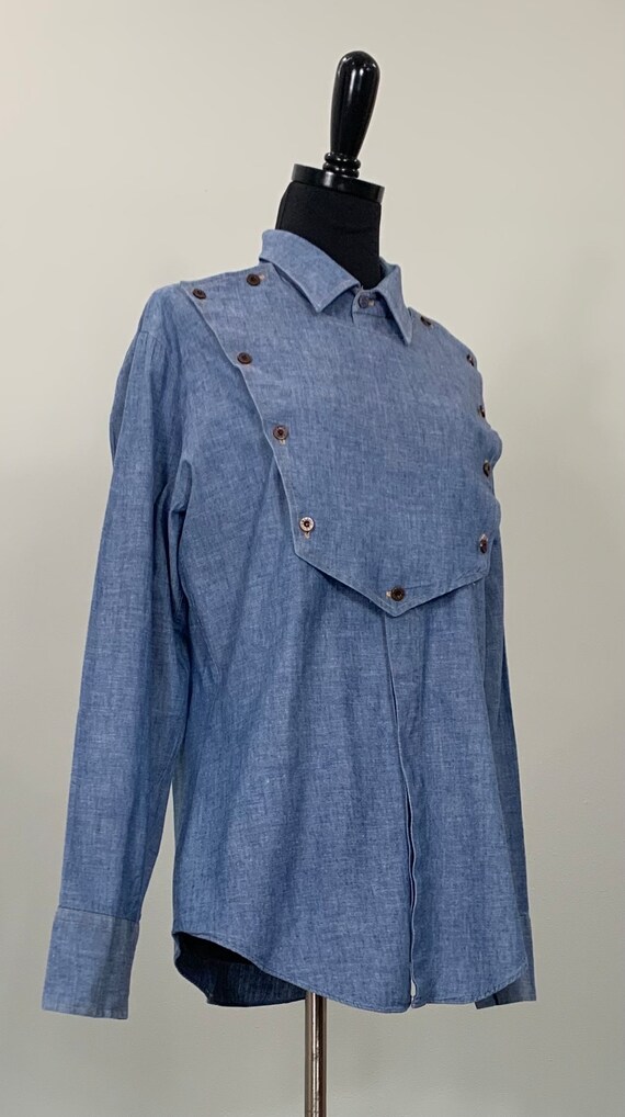 Chambray Western Bib Cowboy Shirt by Levi's - Men… - image 4