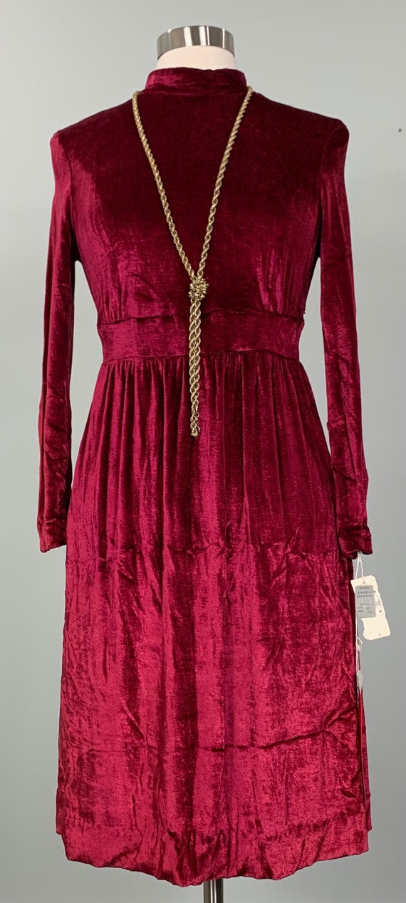 Deep Red Velveteen Mini Dress by Chatham House - … - image 1