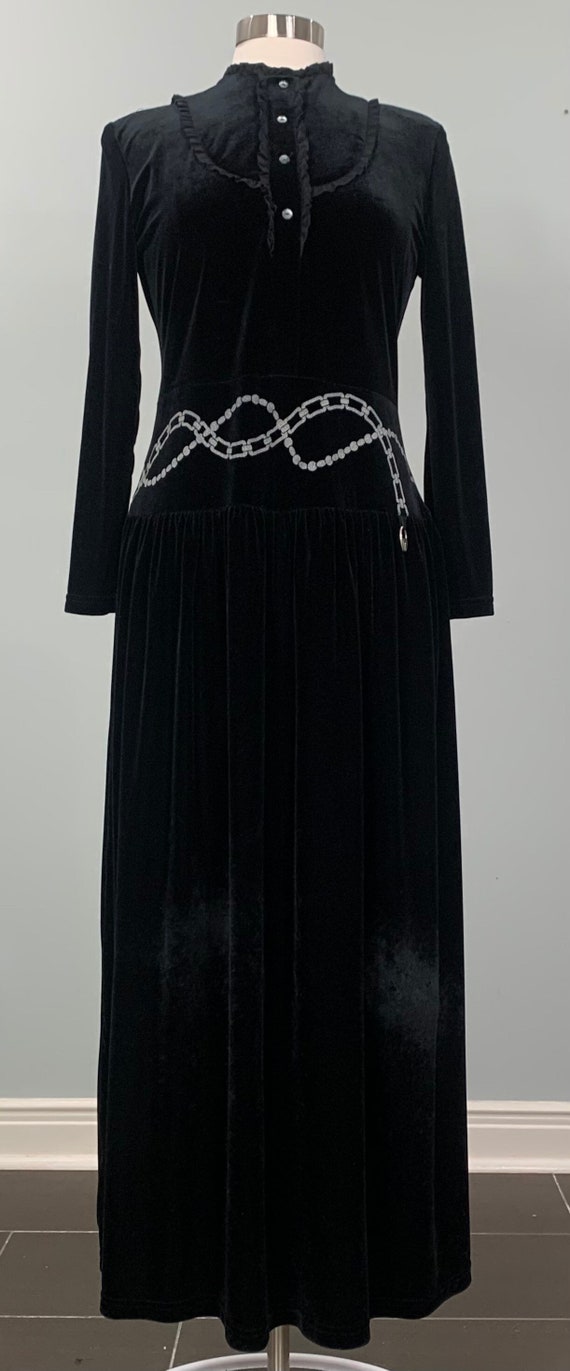 Black and Silver Velour House Dress by Little Lou… - image 1