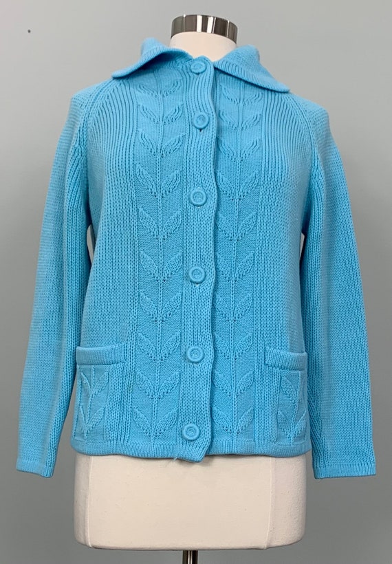 1960s Solid Light Blue Cardigan Size 6 