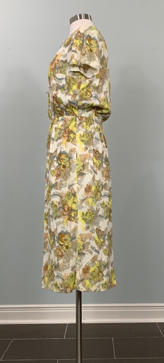Beige and Yellow Floral Secretary Dress by Sacony… - image 4