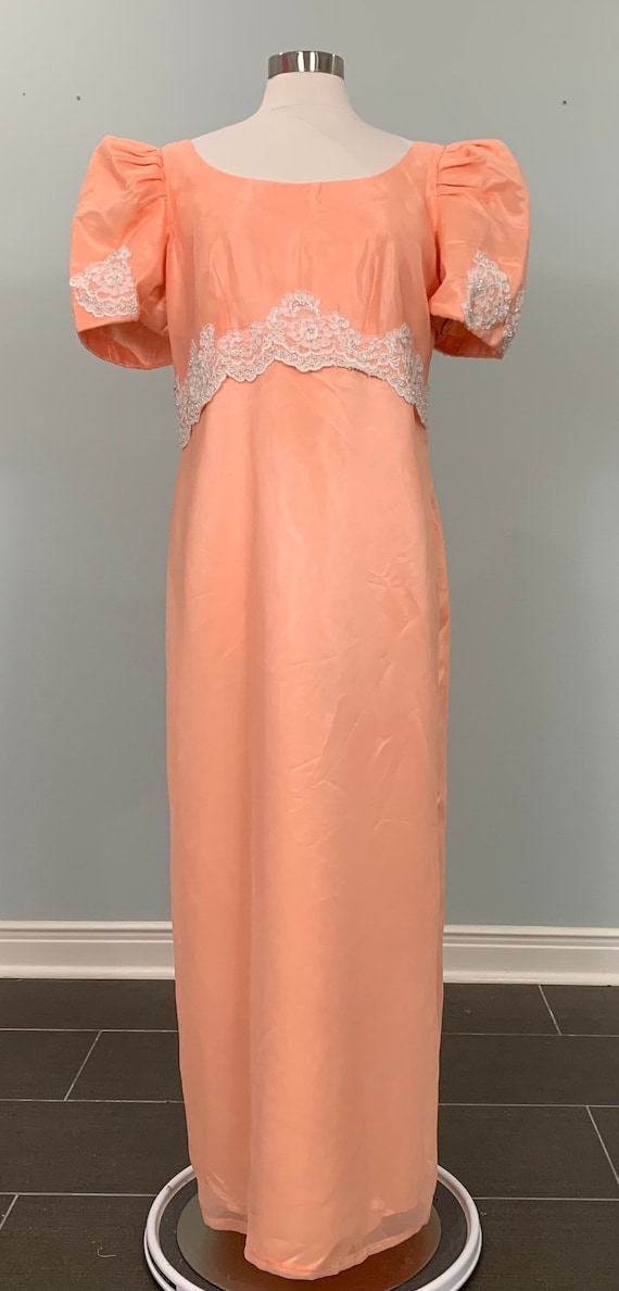 Peach and White Lace Formal Gown - Size 14/16 - 90